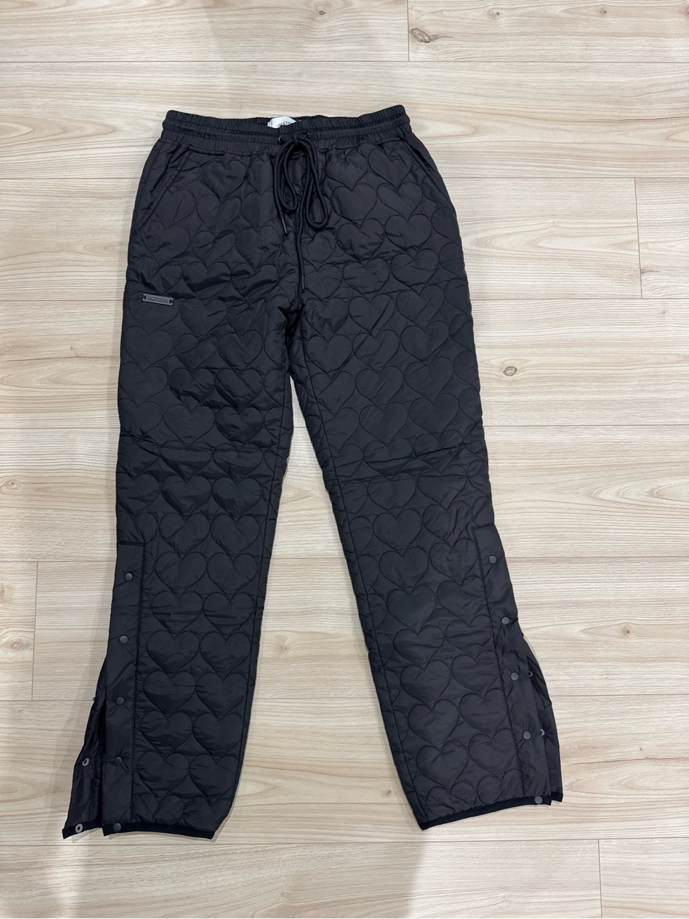 Men's Black Quilted Snap-Hem Pants